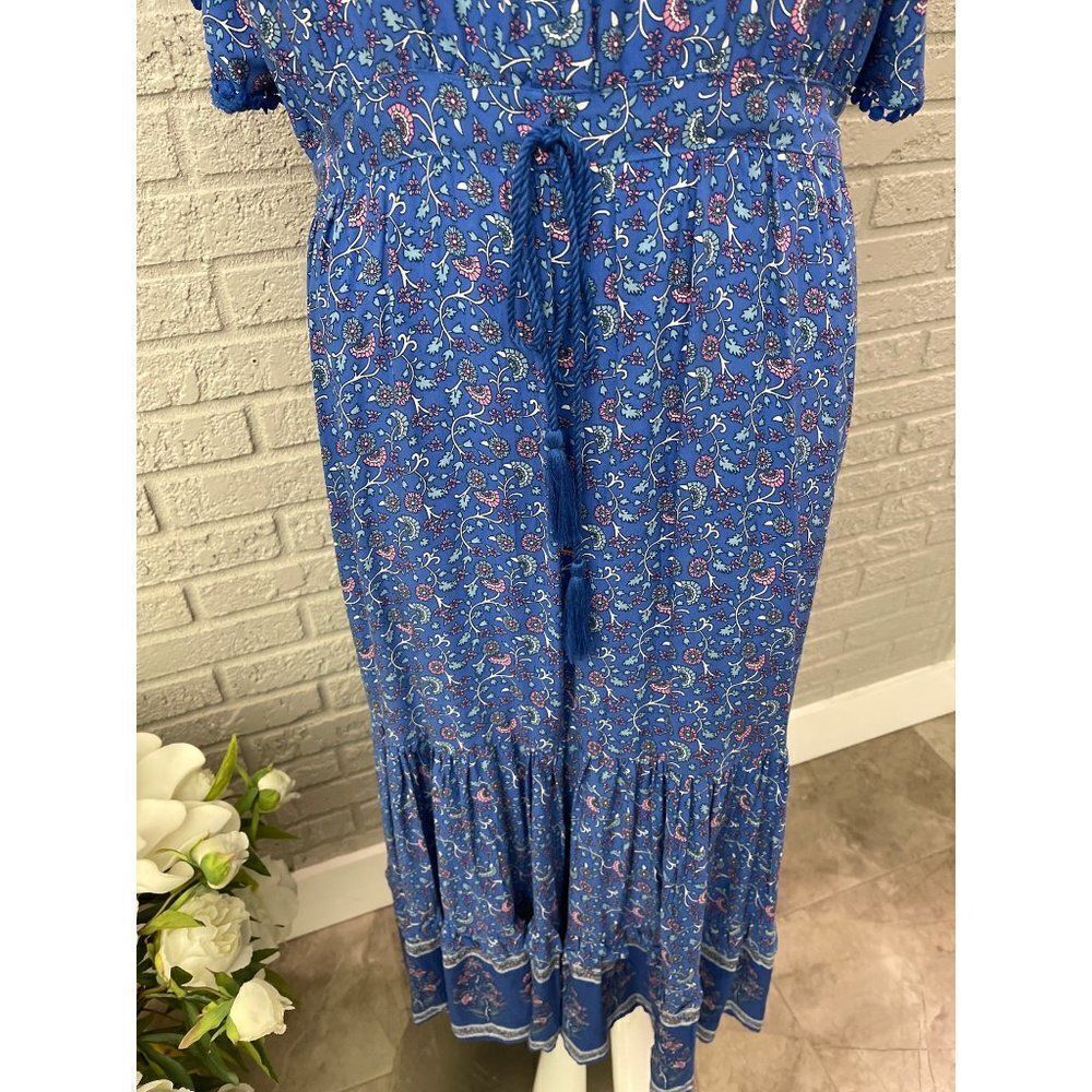 R. Vivimos Blue Floral Print Boho Maxi Dress Size 12/14 - Picture 4 of 10